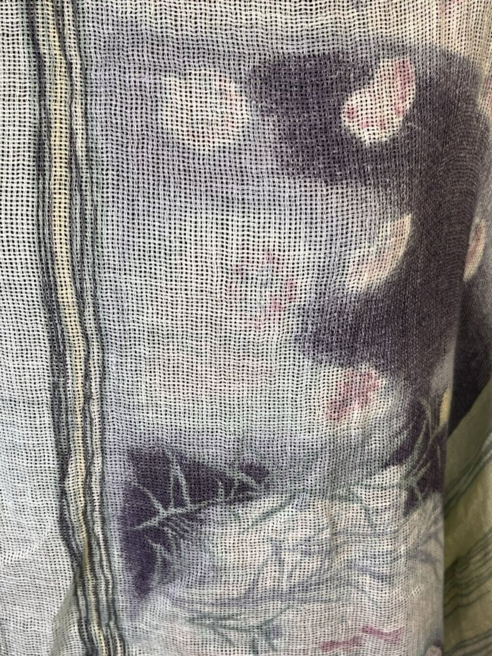 Pure Jill Kimono 100% Linen Top Shirt OS Watercolor Lagenlook Art to Wear Pastel - Picture 3 of 9